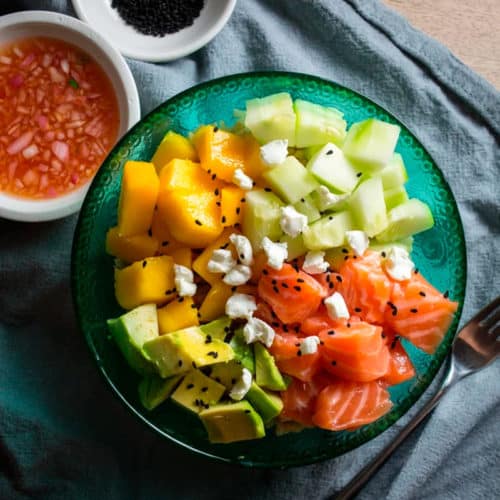 tacos de salmón para poke